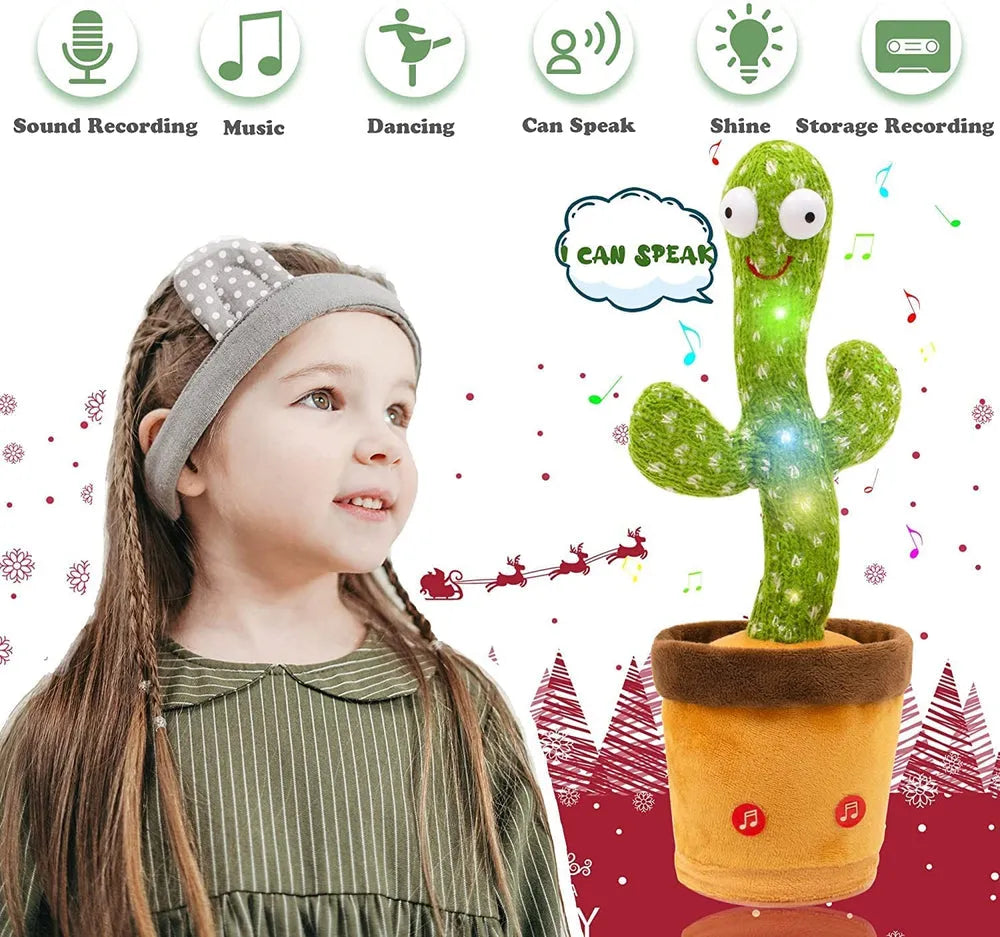 Cute Dancing Cactus Toy for Kids | Talking Dancing Shaking & Talk Back with Lights | Happy Birthday Gift