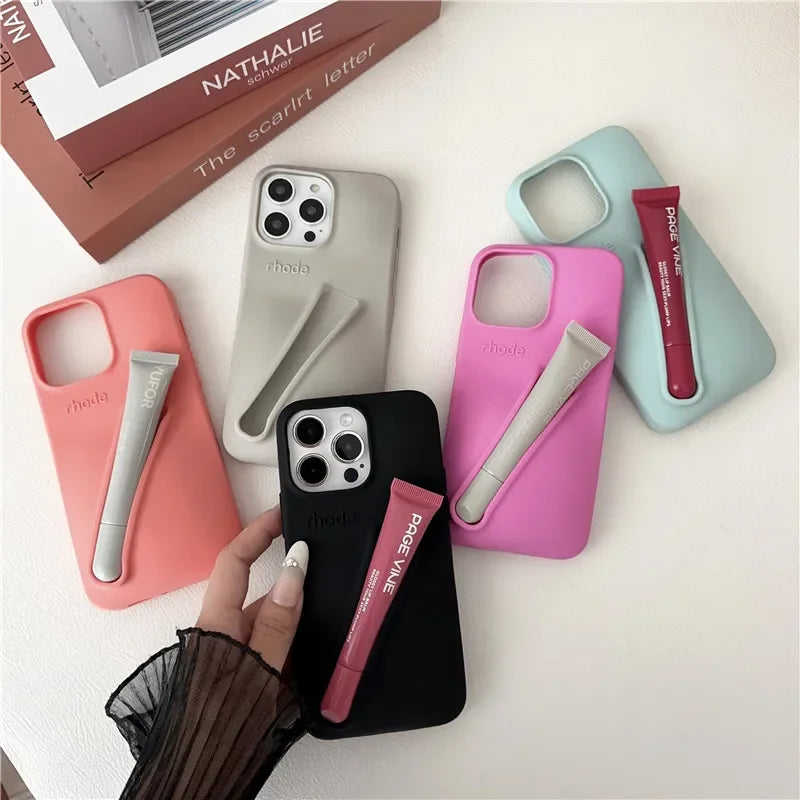 iPhone Soft Silicone Lipstick Make-up Fashion Case