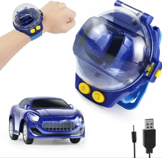 Mini Remote Control Watch Car Toy | RC Mini Car Watch Cartoon Toy Remote Control 2.4 GHz Mini USB Charging Wrist Watch