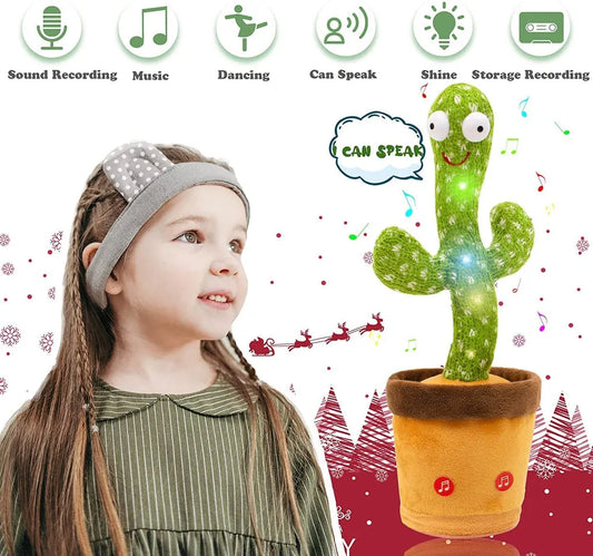 Cute Dancing Cactus Toy for Kids | Talking Dancing Shaking & Talk Back with Lights | Happy Birthday Gift
